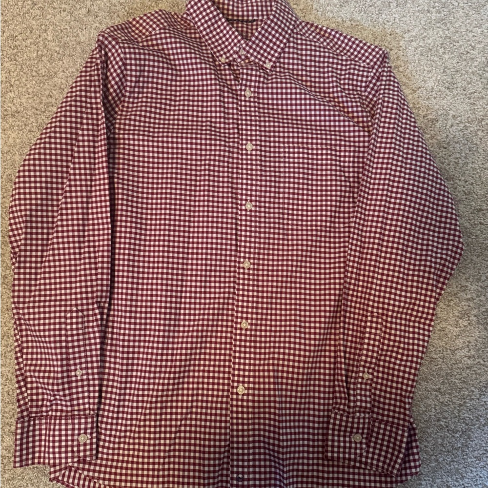 Vineyard Vines Men's Burgundy Checkered On The Go Performance Shirt